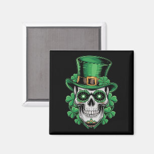 Socker Skalle St Patrick Dag Lucky Shamrock Magnet