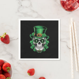 Socker Skalle St Patrick Dag Lucky Shamrock Pappersservett