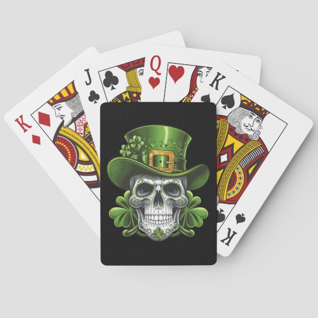 Socker Skalle St Patrick's Day Shamrock Casinokort (Baksidan)