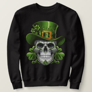 Socker Skalle St Patrick's Day Shamrock Lång Ärmad Tröja