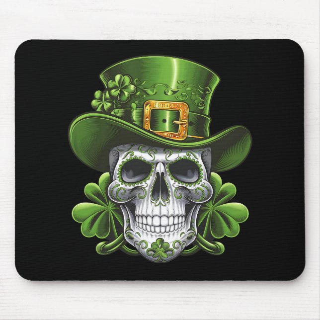 Socker Skalle St Patrick's Day Shamrock Musmatta (Framsidan)