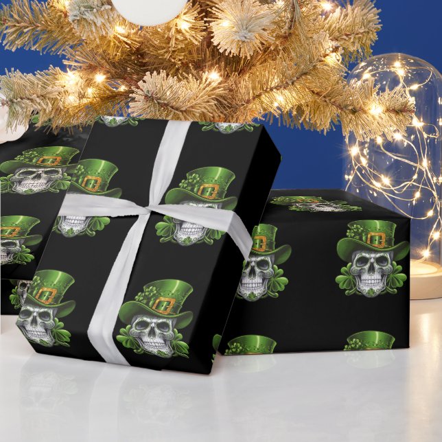 Socker Skalle St Patrick's Day Shamrock Presentpapper (Helgdagar)