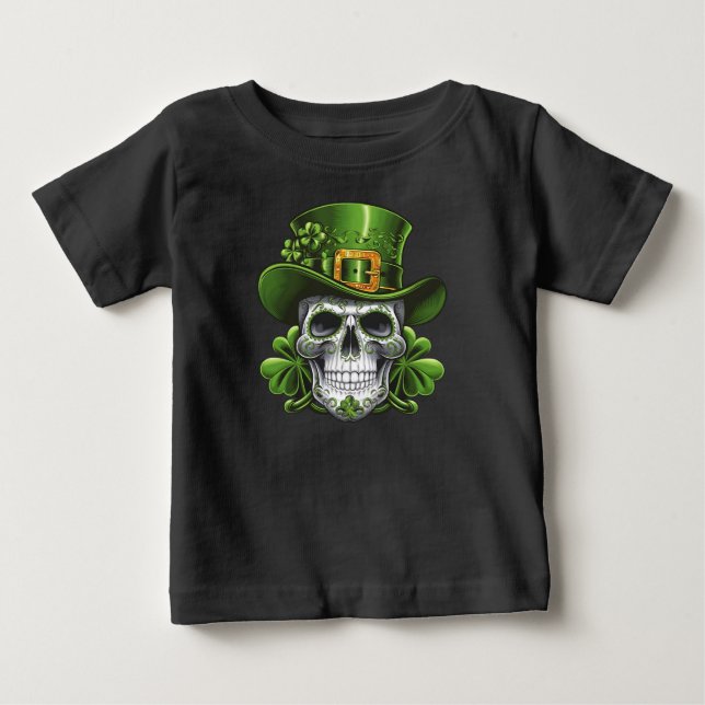 Socker Skalle St Patrick's Day Shamrock T Shirt (Framsida)