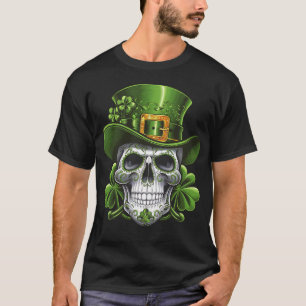 Socker Skalle St Patrick's Day Shamrock T Shirt