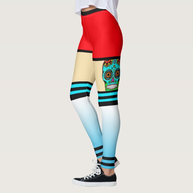 Socker Skalle Tatuering Leggings (Vänster)