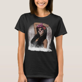 Socker Skalle Vision Lila Ögon under Fullmåne Tee Shirt