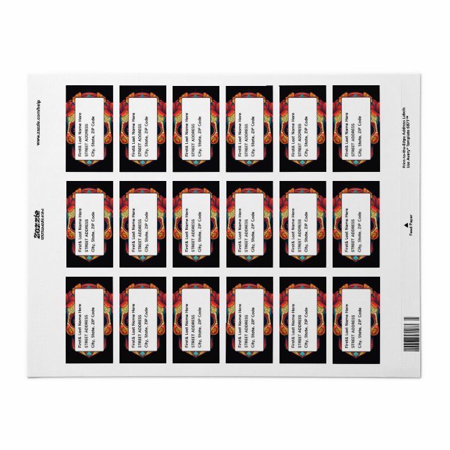 Socker Skull Adressetikett (Helt Ark)