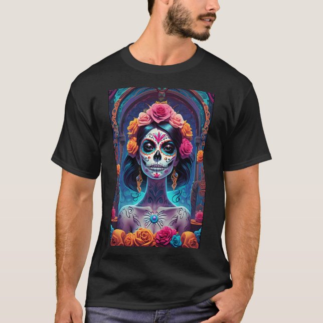 Socker Skull Art - Bärk elegansen T Shirt (Framsida)