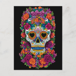 Socker Skull Art - Burst of Mexican Flair Vykort