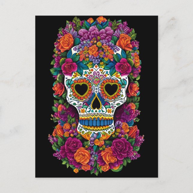 Socker Skull Art - Burst of Mexican Flair Vykort (Framsida)
