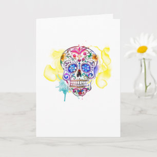 Socker Skull Art Colorful Firande NAMN Kort