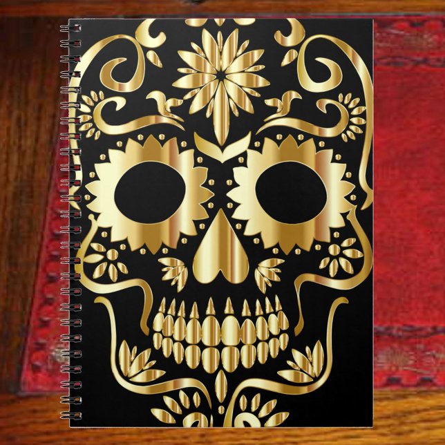 Socker Skull Art, Day of the dead Black och Guld Anteckningsbok (Skapare uppladdad)