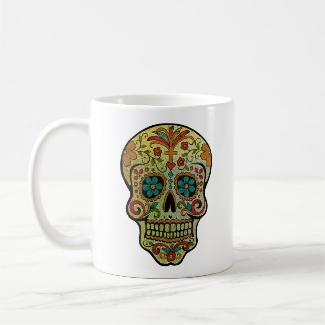 Socker Skull Art, Day of the dead Kaffemugg (Vänster)