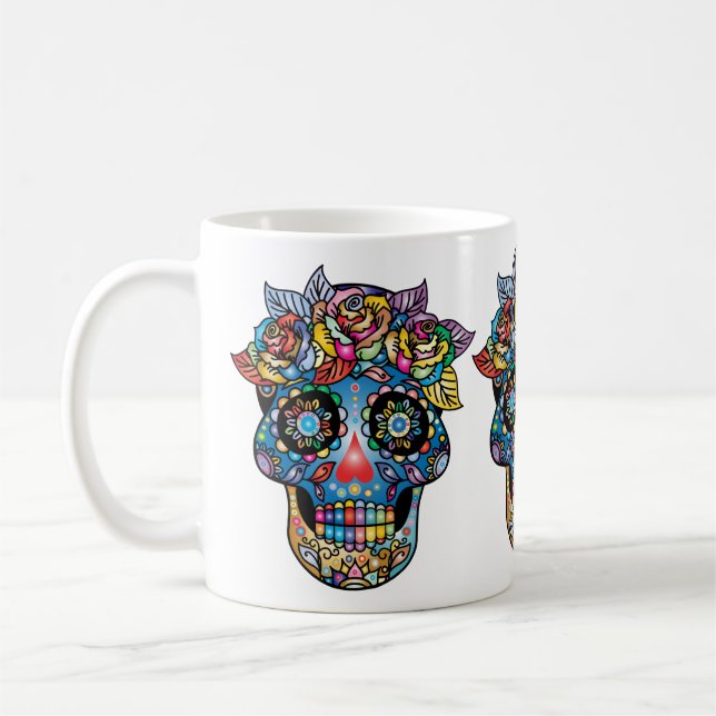 Socker Skull Art, Day of the dead Kaffemugg (Vänster)