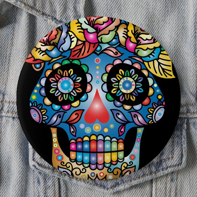 Socker Skull Art, Day of the dead Knapp (Skapare uppladdad)