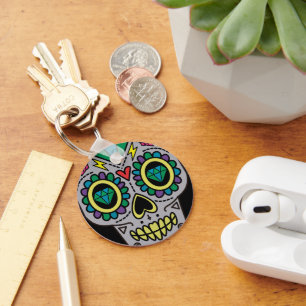 Socker Skull Art, Day of the dead Nyckelring