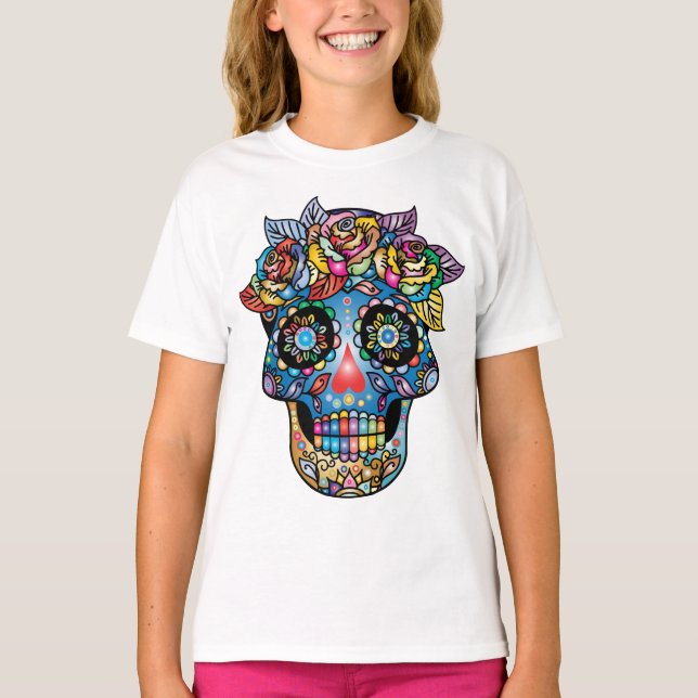 Socker Skull Art, Day of the dead T Shirt (Framsida)