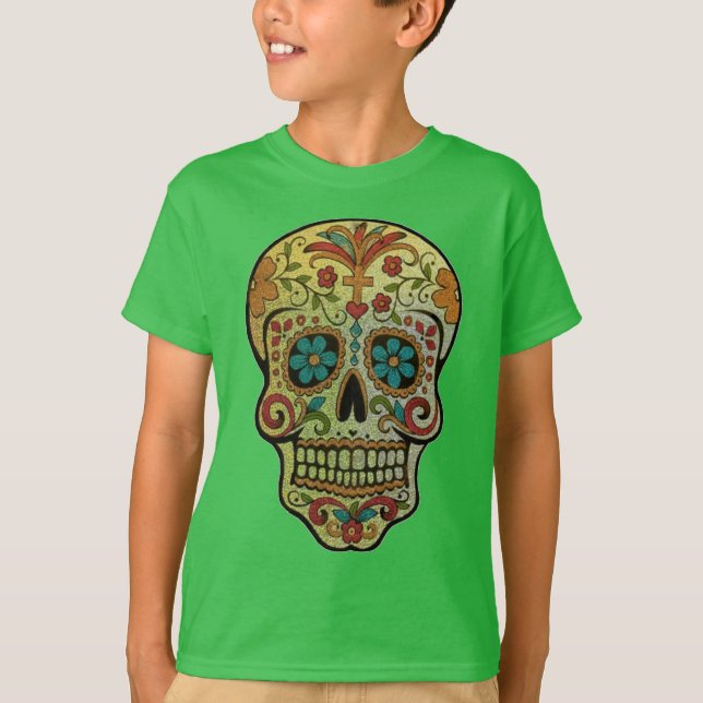 Socker Skull Art, Day of the dead T Shirt (Framsida)