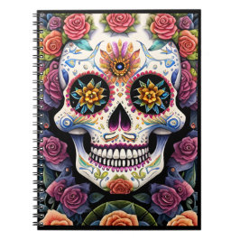 Socker Skull Art - Dia de los Muertos Blommigt Sku Anteckningsbok
