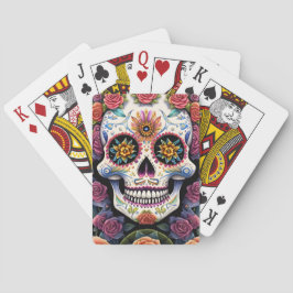 Socker Skull Art - Dia de los Muertos Blommigt Sku Casinokort