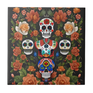 Socker Skull Art - Dia de los Muertos Kakelplatta