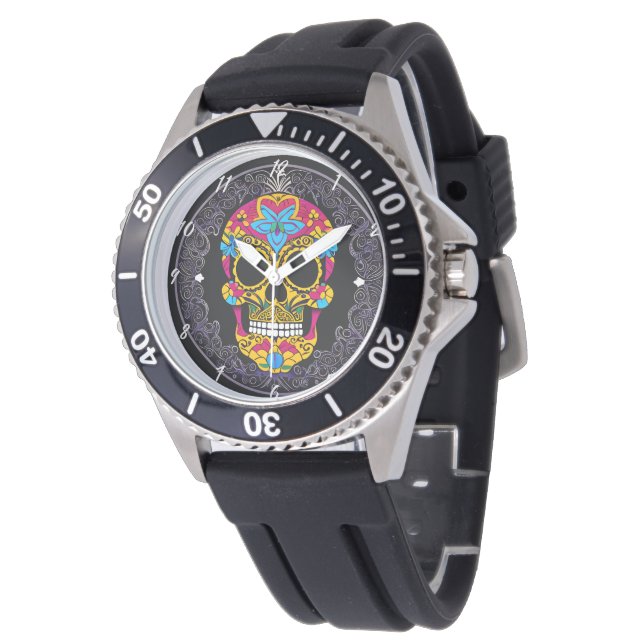 Socker Skull Art - Festive Spirit of Mexico Armbandsur (Vinklad)