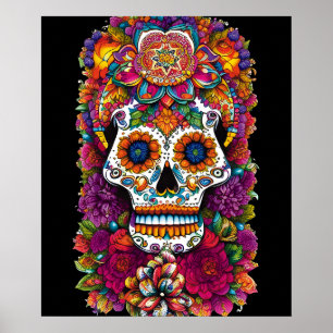 Socker Skull Art - Fiesta of Färg Poster