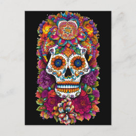 Socker Skull Art - Fiesta of Färg Vykort