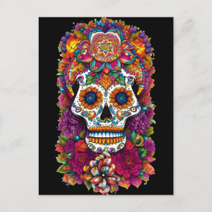 Socker Skull Art - Fiesta of Färg Vykort