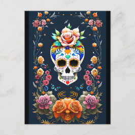 Socker Skull Art - Firande Life Vykort