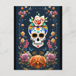 Socker Skull Art - Firande Life Vykort