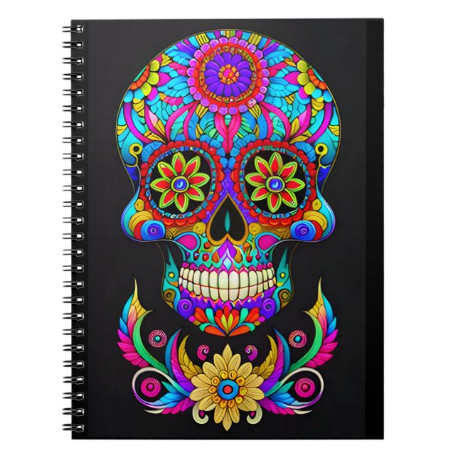 Socker Skull Art - Folklore i Färg Anteckningsbok (Framsidan)