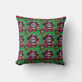 Socker Skull Art - Jolly Pirat Skull (Grönt) Kudde