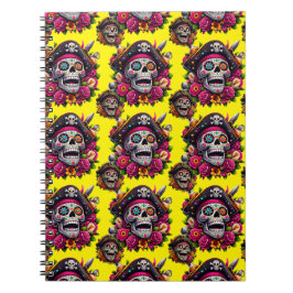 Socker Skull Art - Jolly Pirat Skull (Gult) Anteckningsbok