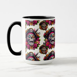 Socker Skull Art - Jolly Pirat Skull (vit) Mugg