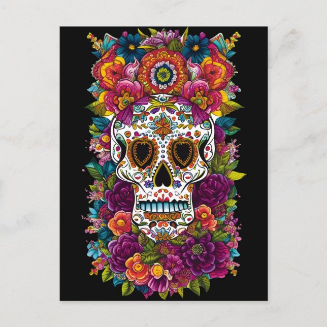 Socker Skull Art - Mexikanska Day of the dead Vykort (Framsida)