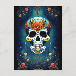 Socker Skull Art - Mexikanska Magic Vykort