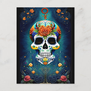 Socker Skull Art - Mexikanska Magic Vykort