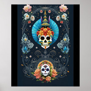 Socker Skull Art - Vibrant Dia de los Muertos Poster