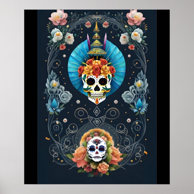 Socker Skull Art - Vibrant Dia de los Muertos Poster (Framsidan)
