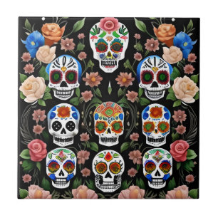 Socker Skull Art - Vibrant minne Kakelplatta