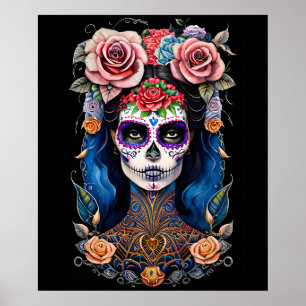 Socker Skull Art-Woman i Gorgous Skull Makeup Poster