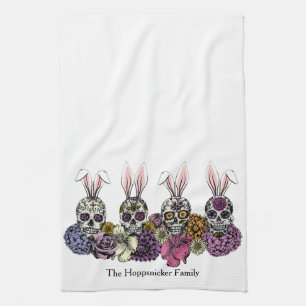 Socker Skull Bunnies Gothic Påsk Kökshandduk