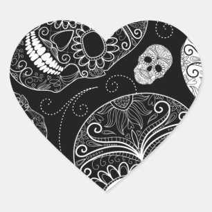 Socker Skull BW Hjärtformat Klistermärke