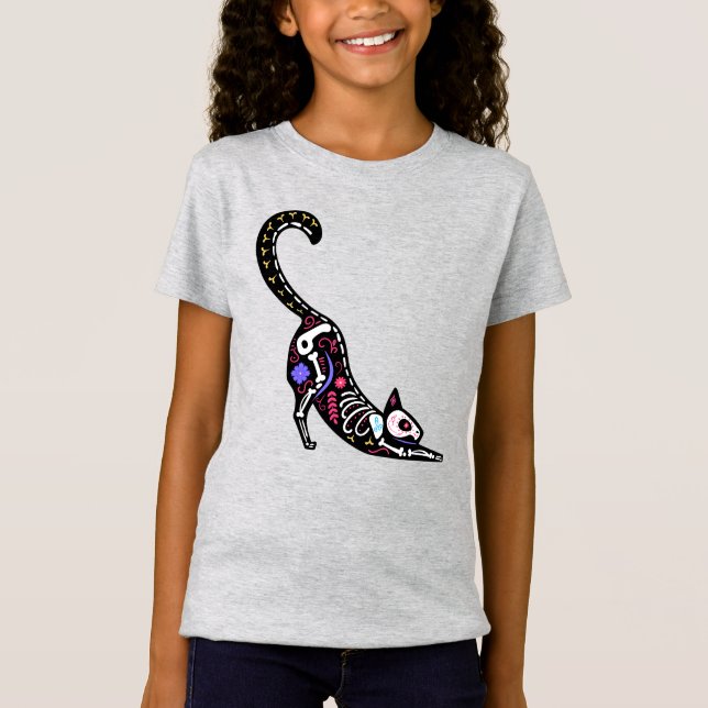 Socker Skull Calavera Cat I T Shirt (Framsida)