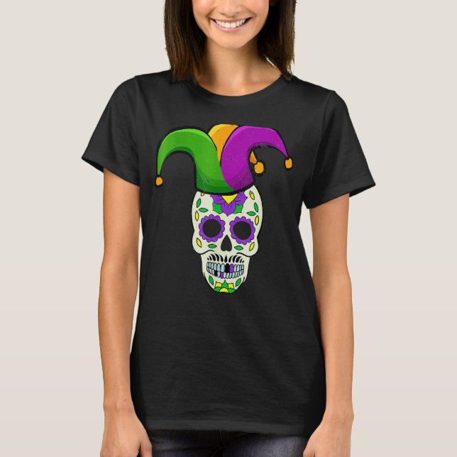 Socker Skull Carnival Mask Jester Hat Mardi Gras 3 T Shirt (Framsida)