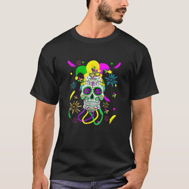 Socker Skull Carnival Mask Jester Hat Mardi Gras G T Shirt (Framsida)