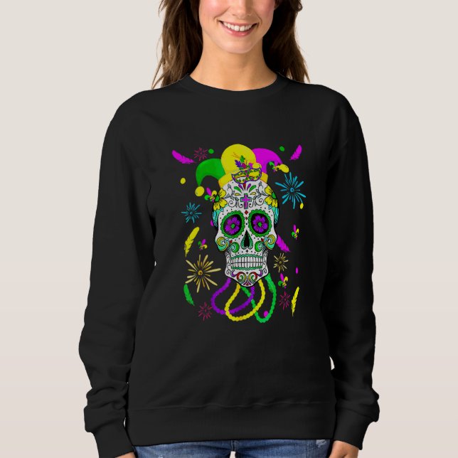 Socker Skull Carnival Mask Jester Hat Mardi Gras S T Shirt (Framsida)