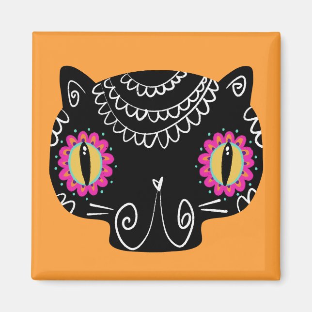 Socker Skull Cat Catrina Day of the dead Magnet (Framsidan)
