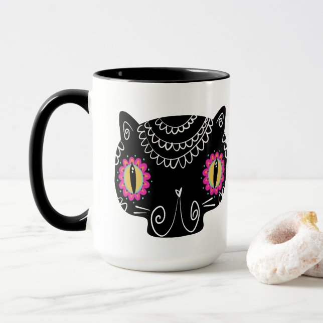 Socker Skull Cat Catrina Day of the dead Mugg (Med munk)